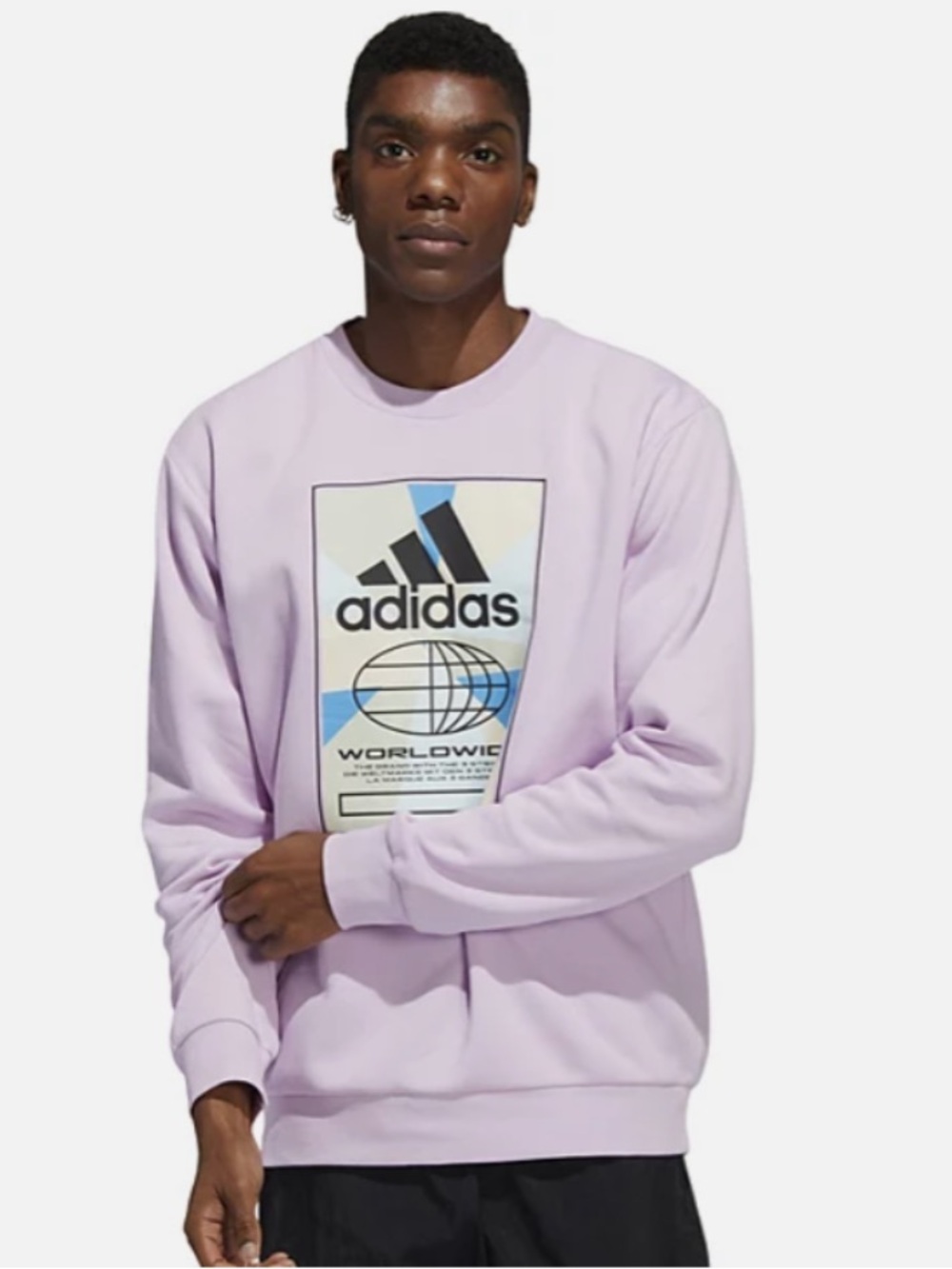 adidas Graphic Fleece Men's Sweatshirt Color Bliss Lilac Size Medium